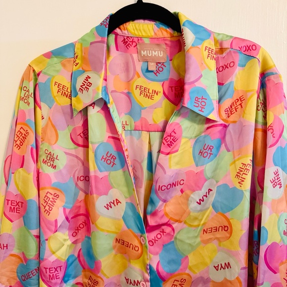 SMYM Colorful Graphic Button-Up Blouse - Picture 6 of 9